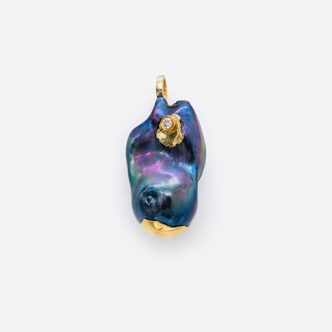 22K Gold Baroque Natural Pearl Pendant