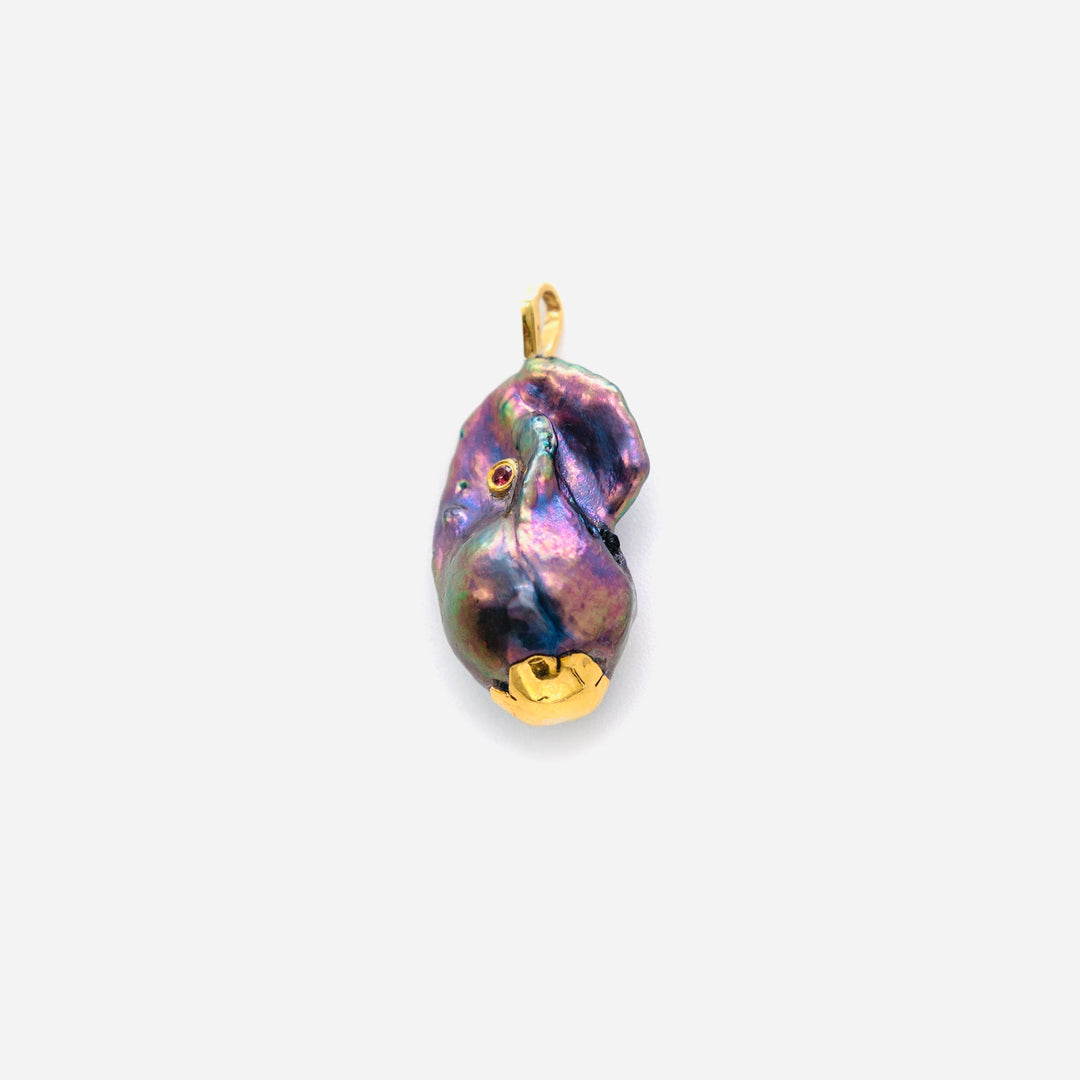 22K Gold Baroque Natural Pearl Pendant