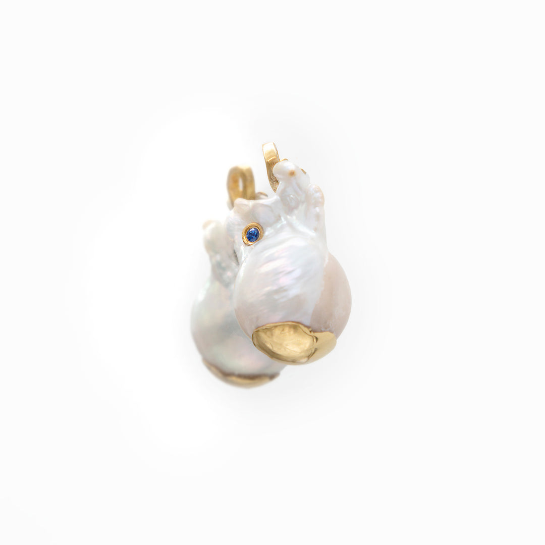 22K Gold Baroque Natural Pearl Pendant