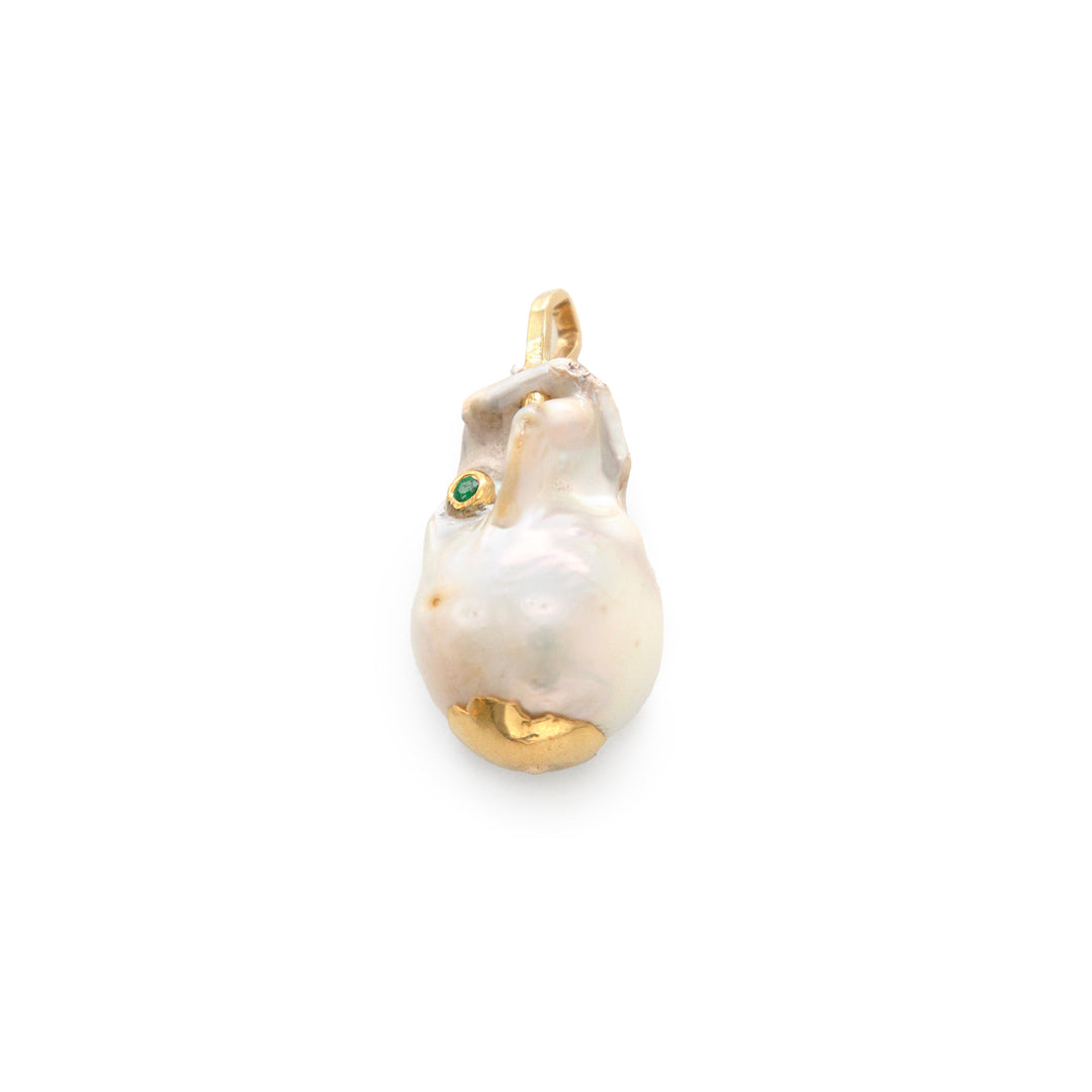 22K Gold Baroque Natural Pearl Pendant