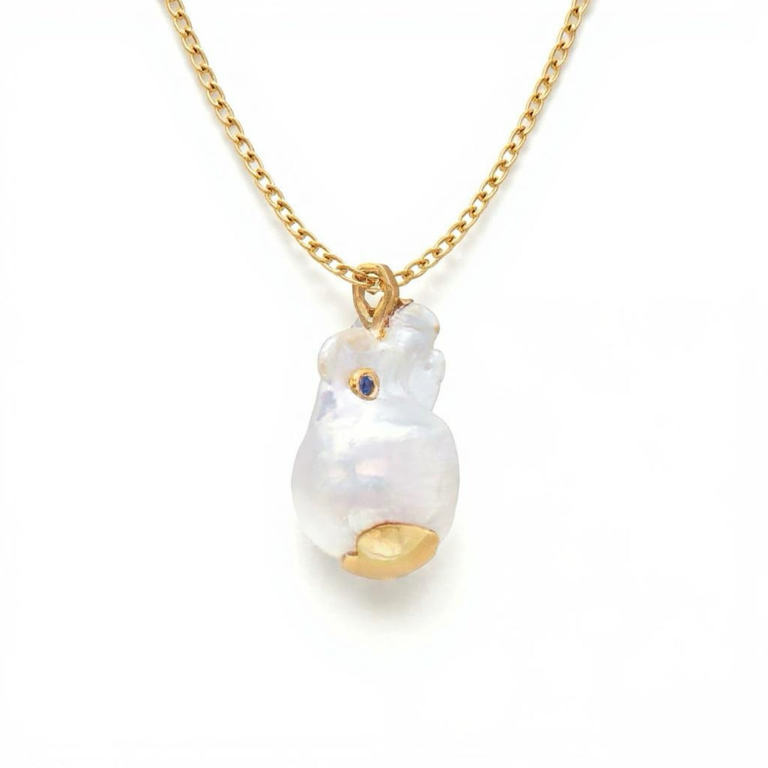 22K Gold Baroque Natural Pearl Pendant