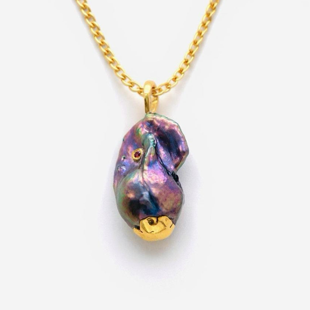 22K Gold Baroque Natural Pearl Pendant