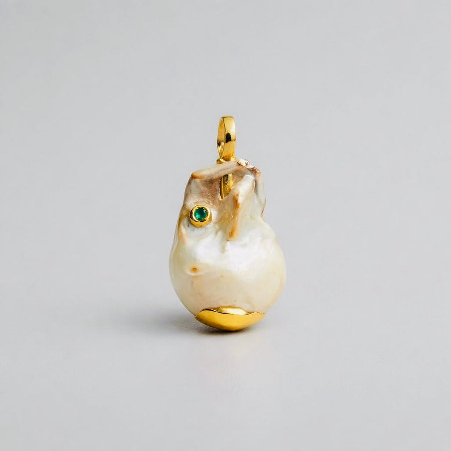 22K Gold Baroque Natural Pearl Pendant - Talya Mor