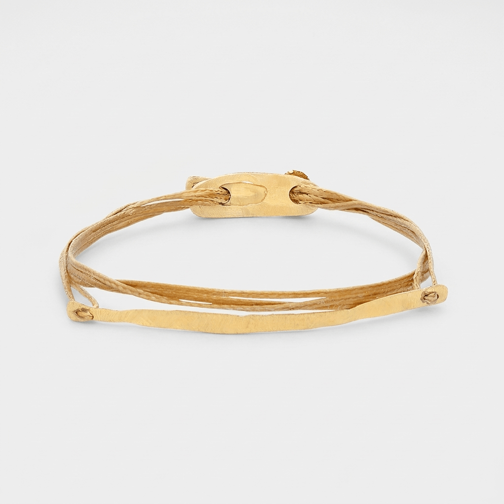 14K Gold Bar Bracelet with Large Clasp featuring a hand-sawn solid gold bar.
