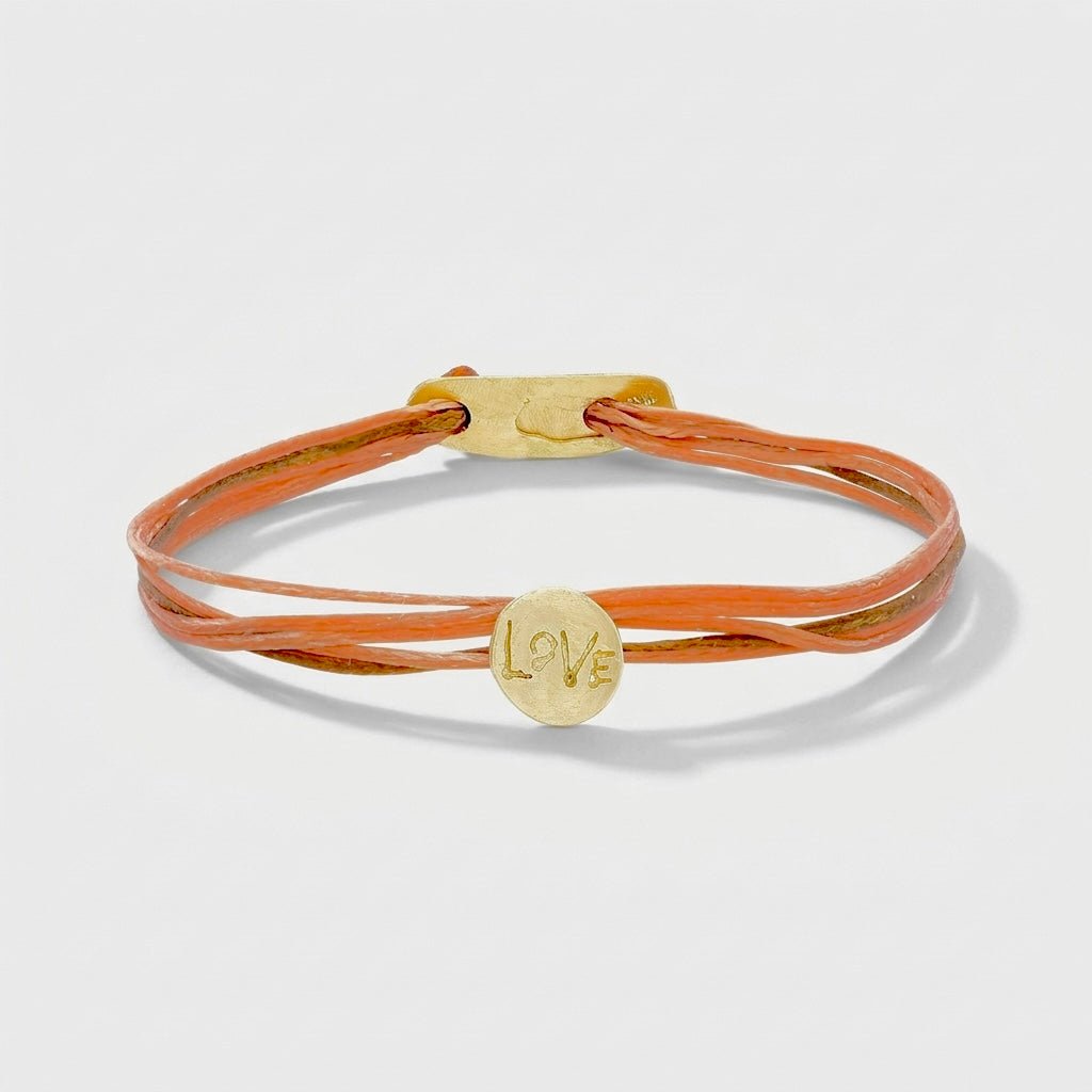 14K Gold Love Bracelet | Solid 14K Gold Charm - Talya Mor