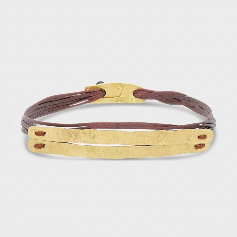 14K Gold Double Bar Bracelet | Solid 14K Gold - Talya Mor