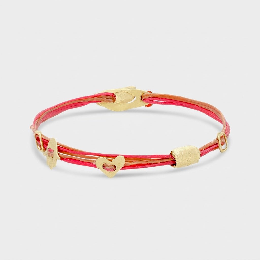 14K Gold Charm Bracelet | Gold Bead & Hamsa - Talya Mor