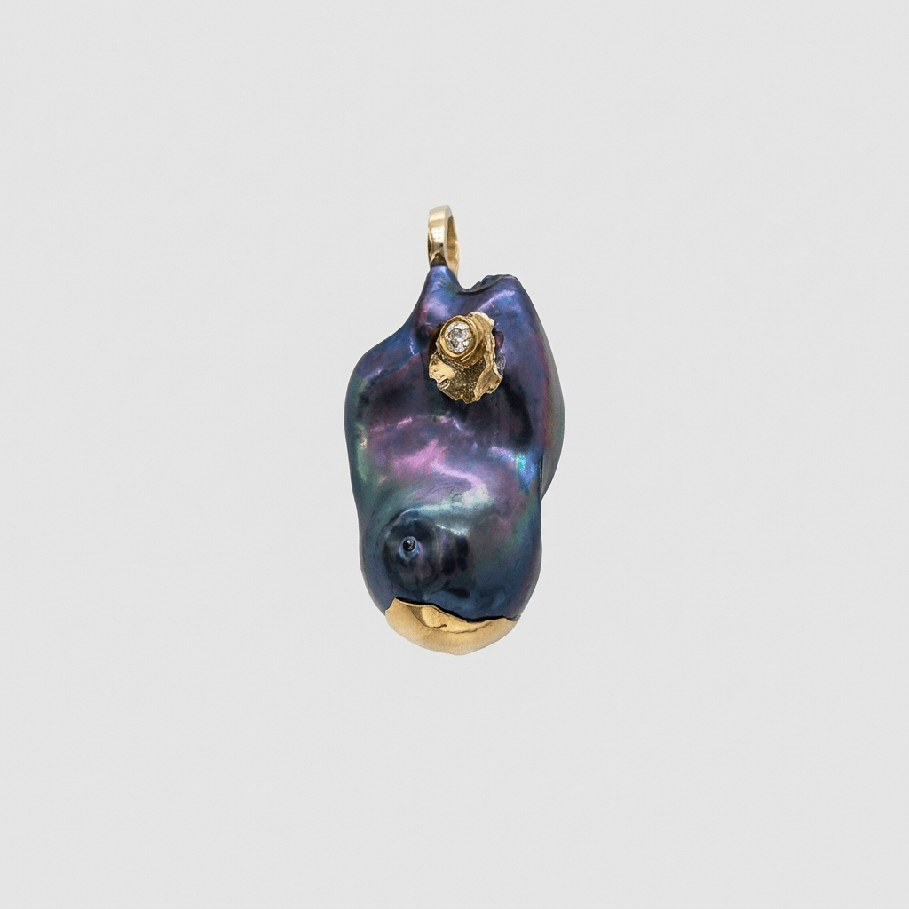 Diamond Baroque Pearl Pendant | Solid 22K Gold - Talya Mor