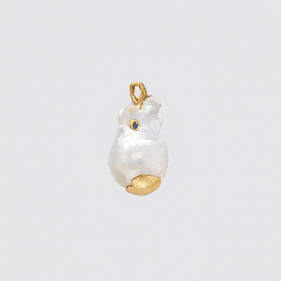 Blue Sapphire Baroque Pearl Pendant | Solid 22K Gold - Talya Mor