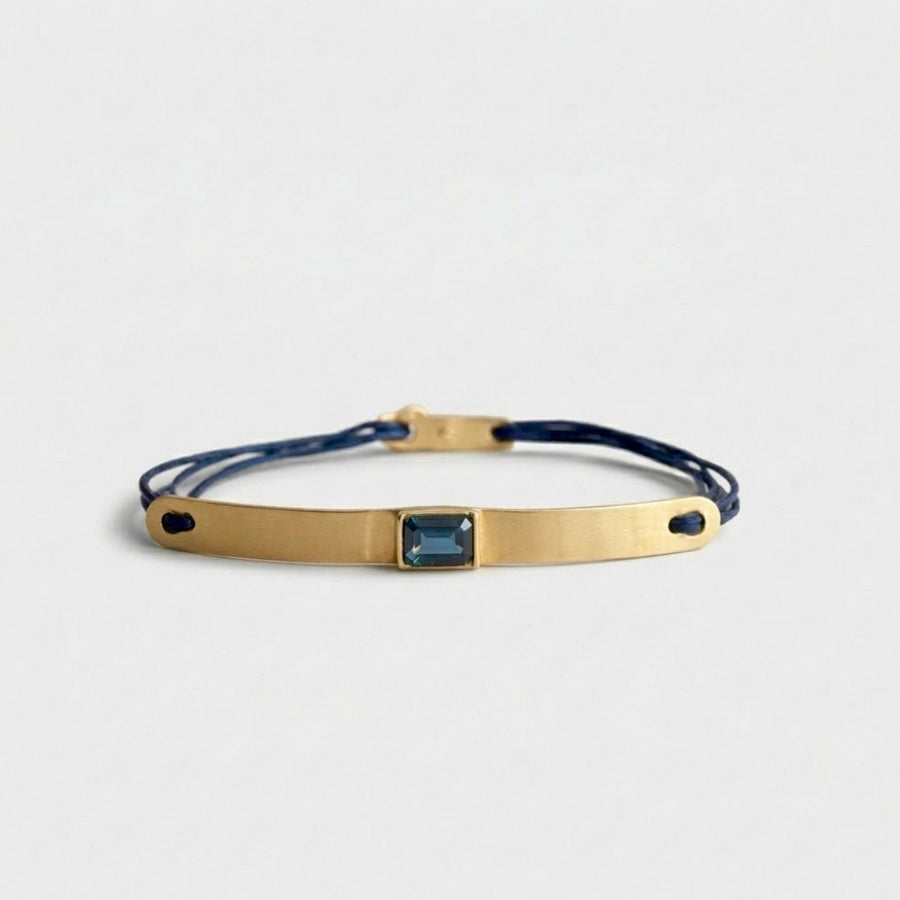 18K Gold Bar Bracelet With a Sapphire - Talya Mor