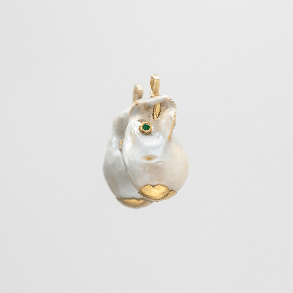 Emerald Baroque Pearl Pendant | Solid 22K Gold - Talya Mor