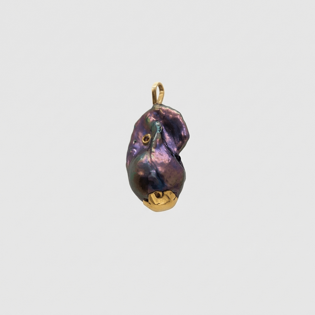 Pink Sapphire Baroque Pearl Pendant | Solid 22K Gold - Talya Mor