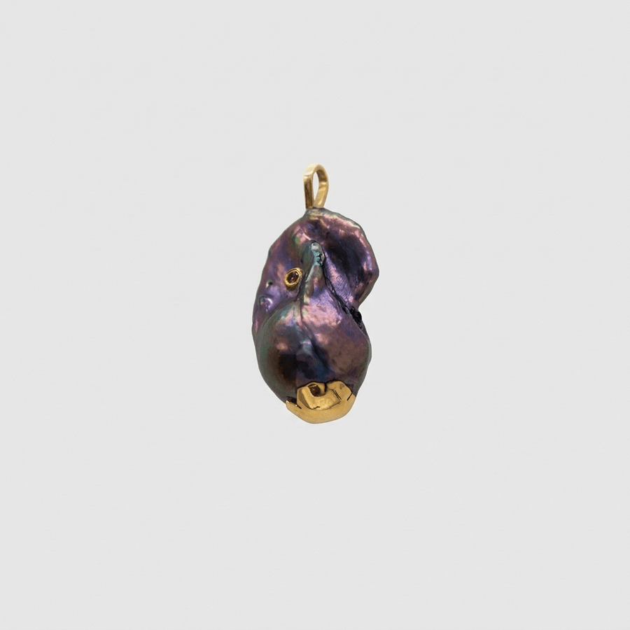 Pink Sapphire Baroque Pearl Pendant | Solid 22K Gold - Talya Mor